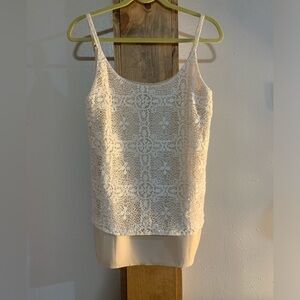 Cabi It Girl Cami Tank Meduim Style Lace Overlay Crean/Nude Medium